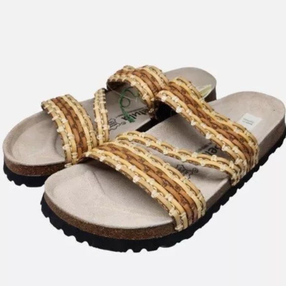 Betula Birkenstock Sandals Slides Natural Weave  W 9 M 7 EU 40 Boho Festival - Picture 1 of 9